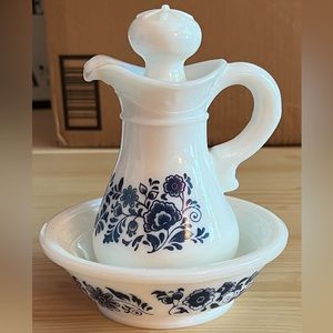 1970's Avon Blue Delft Bath Oil Bottle and Dish Held Skin So Soft Oil 🌻